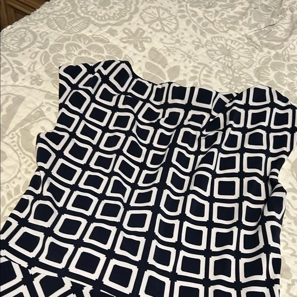 Ralph Lauren Blue and White Geometric Midi Dress - Picture 9 of 10